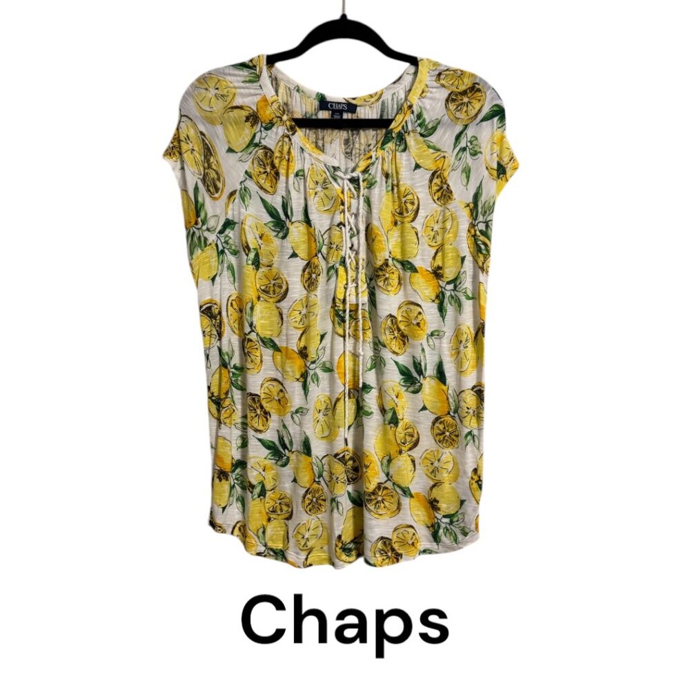 ❤️CHAPS LEMON THEME SPRING/SUMMER TOP   LARGE  #J